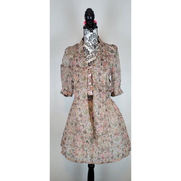 Zadig & Voltaire Rewel Mousseline  Mini Kaleido Floral Beaded Dress S - Picture 4 of 16